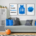 Σετ τριπτυχο προσωποποιημενο ποστερ BASKETBALL SHIRT NAME BLUE