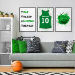 Σετ τριπτυχο προσωποποιημενο ποστερ BASKETBALL SHIRT NAME GREEN