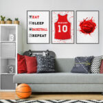 Σετ τριπτυχο προσωποποιημενο ποστερ BASKETBALL SHIRT NAME RED