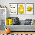 Σετ τριπτυχο προσωποποιημενο ποστερ BASKETBALL SHIRT NAME YELLOW