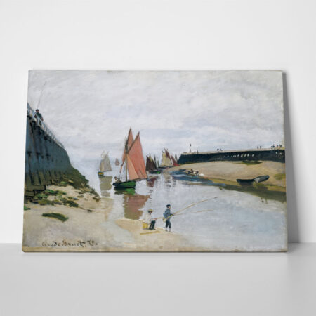 Πινακας σε καμβά MONET - BREAKWATER AT TROUVILLE - Monet Claude