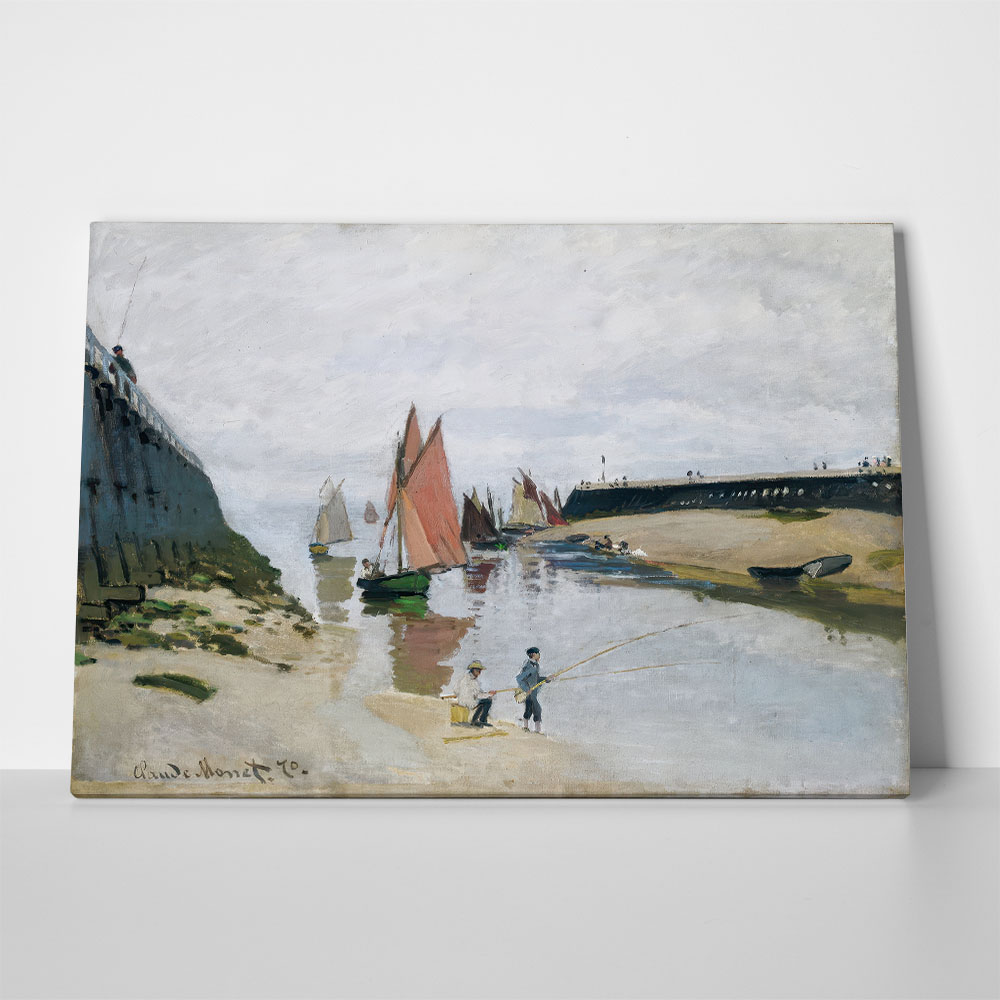 Πινακας σε καμβά MONET - BREAKWATER AT TROUVILLE