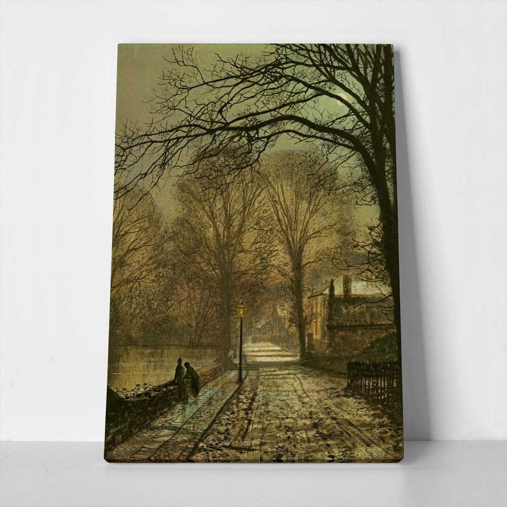 Πινακας σε καμβά JOHN ATKINSON - A MOONLIT COUNTRY ROAD