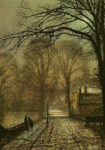 Πινακας σε καμβά JOHN ATKINSON - A MOONLIT COUNTRY ROAD