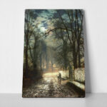 Πινακας σε καμβά JOHN ATKINSON - A MOONLIT LANE