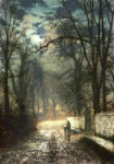 Πινακας σε καμβά JOHN ATKINSON - A MOONLIT LANE
