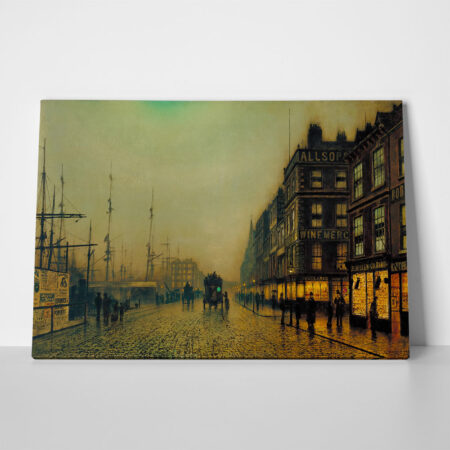 Πινακας σε καμβά JOHN ATKINSON - LIVERPOOL QUAY BY MOONLIGHT