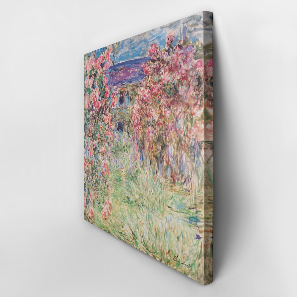 Πίνακας σε καμβά MONET - THE HOUSE AMONG THE ROSES