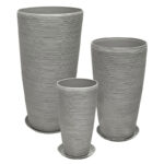 STONE POLYRESIN ΚΑΣΠΩ ΜΕ ΠΙΑΤΟ ΣΕΤ/6 ΓΚΡΙ ΠΑΛΙΟ ΠΗΛΙΝΟ - L:Φ40x75.5, M:Φ32x58, S:Φ23x42cm
