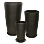 STONE POLYRESIN ΚΑΣΠΩ ΜΕ ΠΙΑΤΟ ΣΕΤ/6 ΓΚΡΙ ΟΨΙΔΙΑΝΟY - L:Φ40x75.5, M:Φ32x58, S:Φ23x42cm