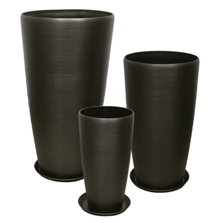 STONE POLYRESIN ΚΑΣΠΩ ΜΕ ΠΙΑΤΟ ΣΕΤ/6 ΓΚΡΙ ΟΨΙΔΙΑΝΟY - L:Φ40x75.5, M:Φ32x58, S:Φ23x42cm - Κασπω