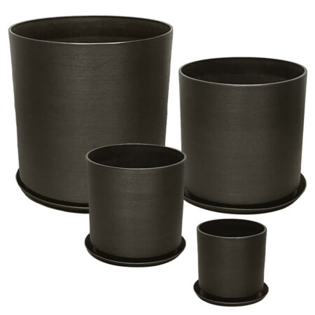 STONE POLYRESIN ΚΑΣΠΩ ΜΕ ΠΙΑΤΟ ΣΕΤ/8 ΓΚΡΙ ΟΨΙΔΙΑΝΟY - L:Φ43x43.5, M:Φ35x35, S:Φ28x28, XS:Φ21x21.8cm - Κασπω