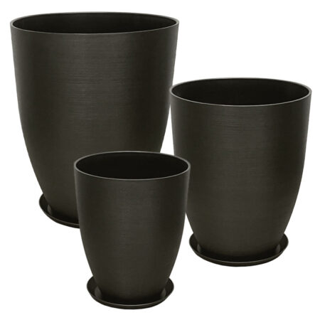 STONE POLYRESIN ΚΑΣΠΩ ΜΕ ΠΙΑΤΟ ΣΕΤ/6 ΓΚΡΙ ΟΨΙΔΙΑΝΟY - L:Φ43x52.5, M:Φ35x42.5, S:Φ28x34.5cm - Κασπω