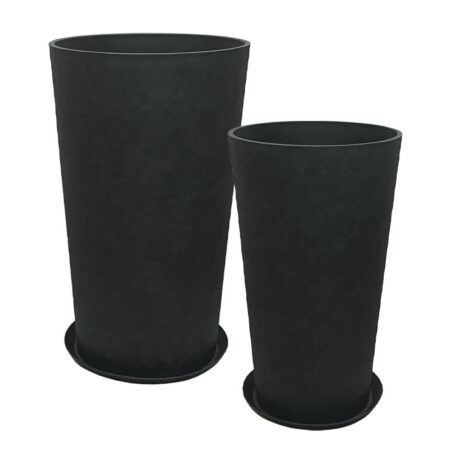 STONE POLYRESIN ΚΑΣΠΩ ΜΕ ΠΙΑΤΟ ΣΕΤ/4 ΜΑΥΡΟ ΑΝΘΡΑΚΙ ΚΩΝIKO ΨΗΛΟ - L:Φ45.5x76, M:Φ36.5x62cm - Κασπω