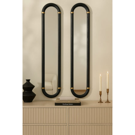 COLOMBO ΚΑΘΡΕΠΤΗΣ SET 2ΤΕΜ ΜΑΥΡΟ ΧΡΥΣΟ 31x4x130cm - Καθρέπτες Sticky 1