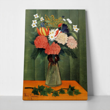 Πινακας σε καμβά HENRI ROUSSEAU - BOUQUET OF FLOWERS WITH AN IVY BRANCH 1909 - Henri Rousseau
