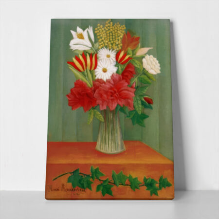 Πινακας σε καμβά HENRI ROUSSEAU - BOUQUET OF FLOWERS WITH AN IVY BRANCH - Henri Rousseau