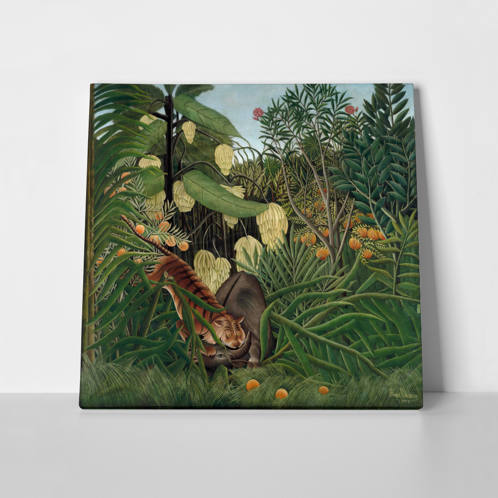 Πίνακας σε καμβά HENRI ROUSSEAU - FIGHT BETWEEN A TIGER AND A BUFFALO