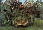 Πινακας σε καμβά HENRI ROUSSEAU - THE HUNGRY LION THROWS ITSELF ON THE ANTELOPE