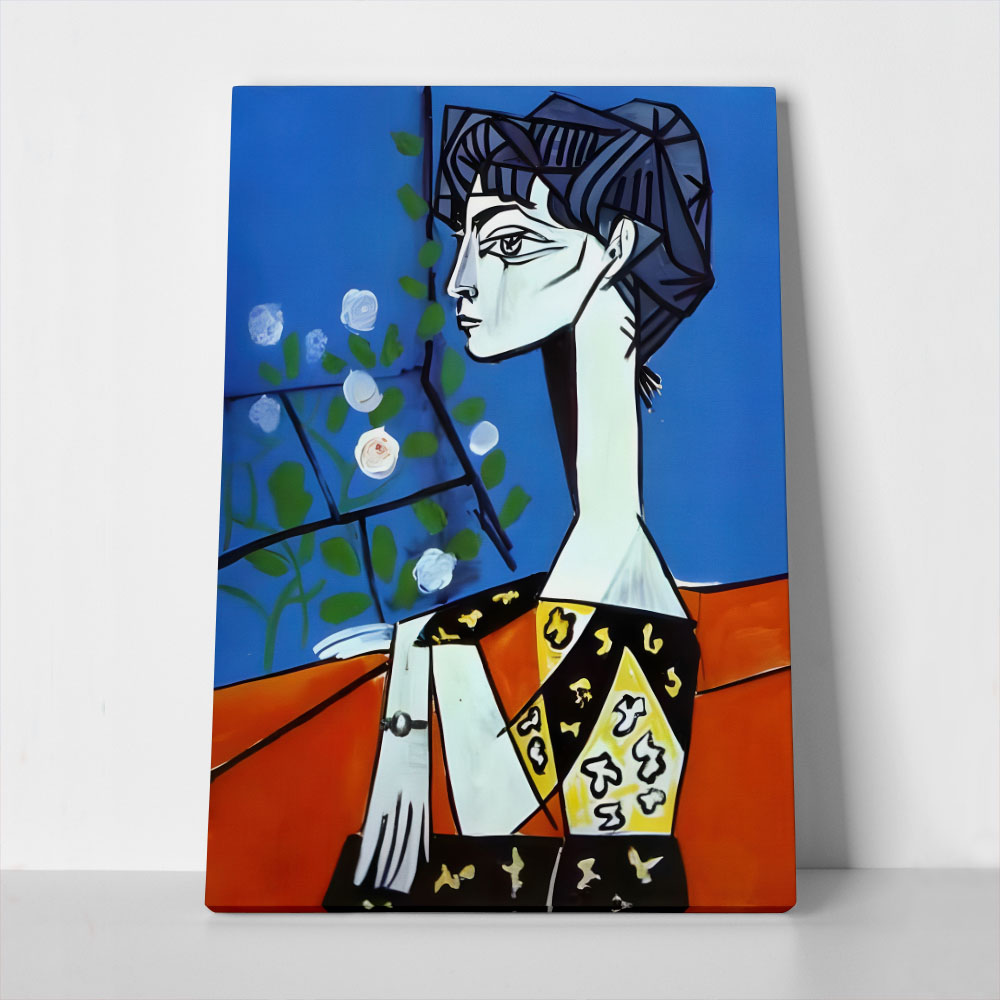 Πινακας σε καμβά PICASSO - JACQUELINE WITH FLOWERS