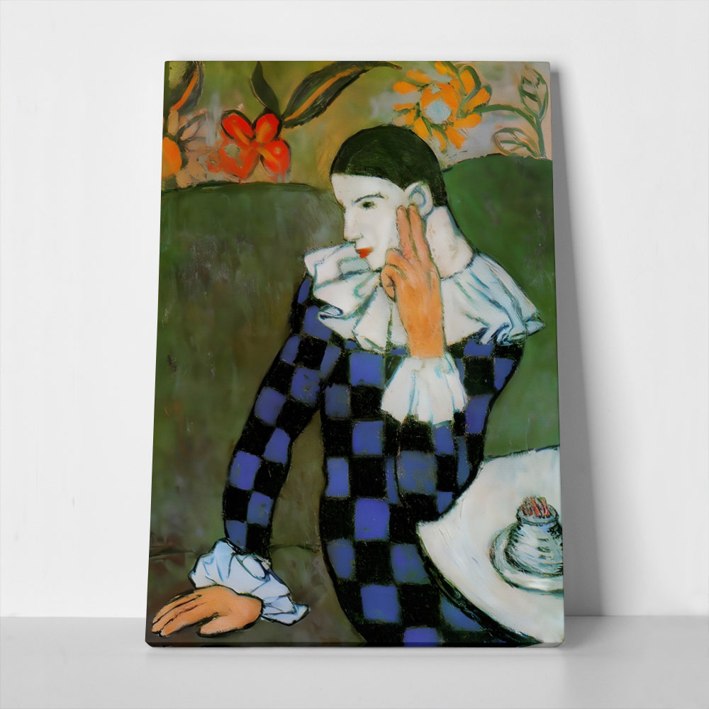 Πινακας σε καμβά PICASSO - SEATED HARLEQUIN