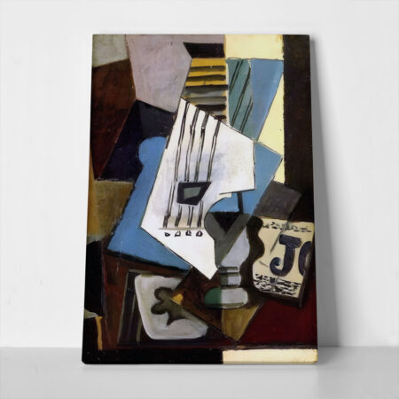 Πινακας σε καμβά PICASSO - STILL LIFE WITH GUITAR NEWSPAPER GLASS AND PLAYING CARDS - Pablo Picasso
