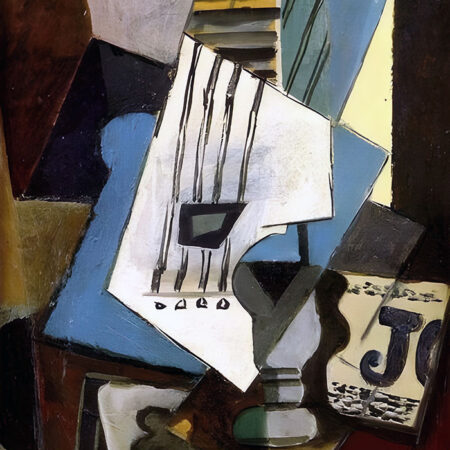 Πινακας σε καμβά PICASSO - STILL LIFE WITH GUITAR NEWSPAPER GLASS AND PLAYING CARDS - Pablo Picasso Sticky 5