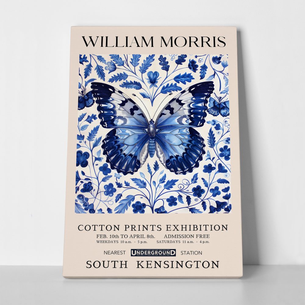Πινακας σε καμβά WILLIAM MORRIS - BLUE BUTTERFLY 1