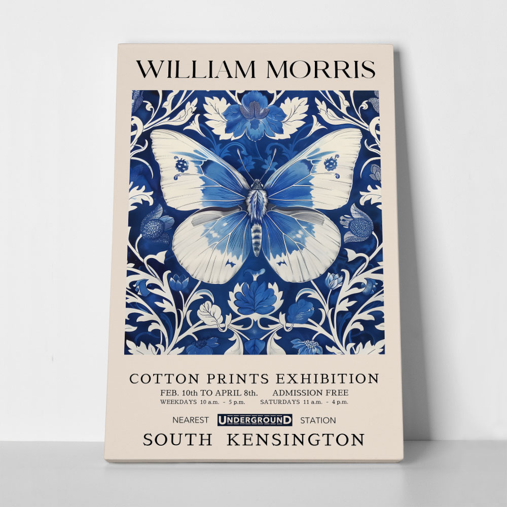 Πινακας σε καμβά WILLIAM MORRIS - BLUE BUTTERFLY 2