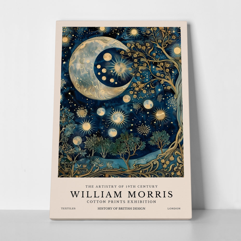 Πινακας σε καμβά WILLIAM MORRIS - BLUE MOON AND STARS 2