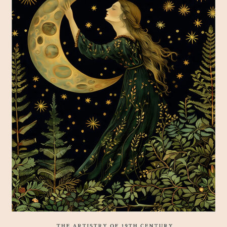 Πινακας σε καμβά WILLIAM MORRIS - MOON AND GIRL - William Morris Sticky 5