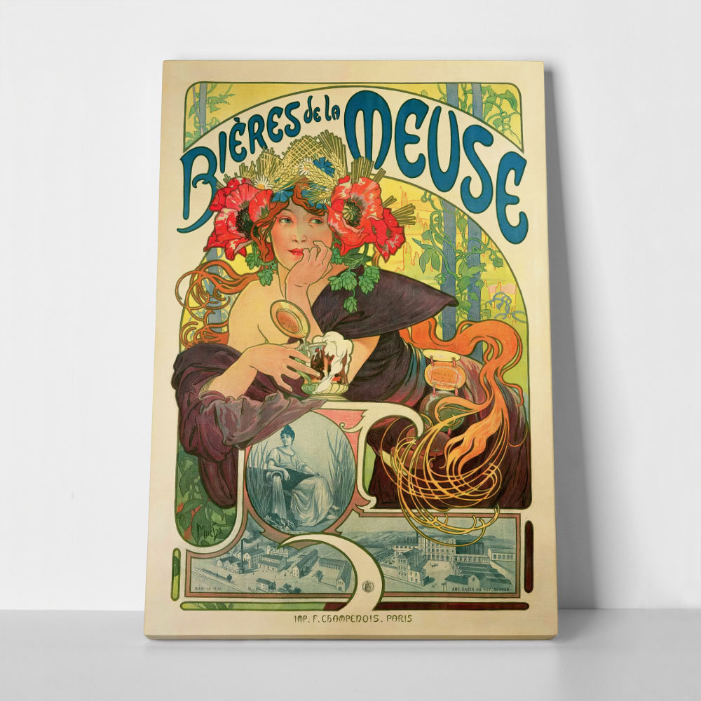 Πινακας σε καμβά ALPHONSE MUCHA - BEERS OF THE MEUSE