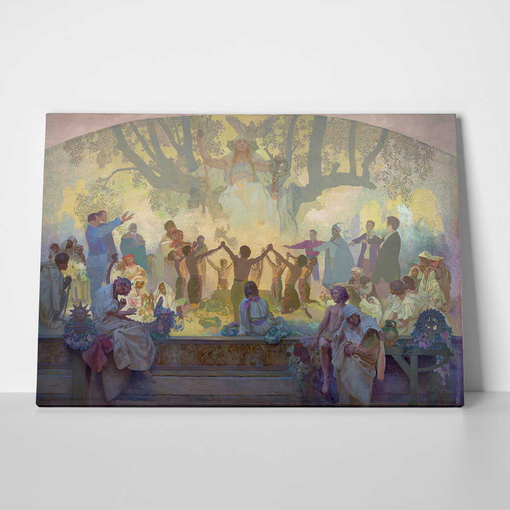 Πινακας σε καμβά ALPHONSE MUCHA - THE OATH OF OMLADINA UNDER THE SLAVIC LINDEN TREE