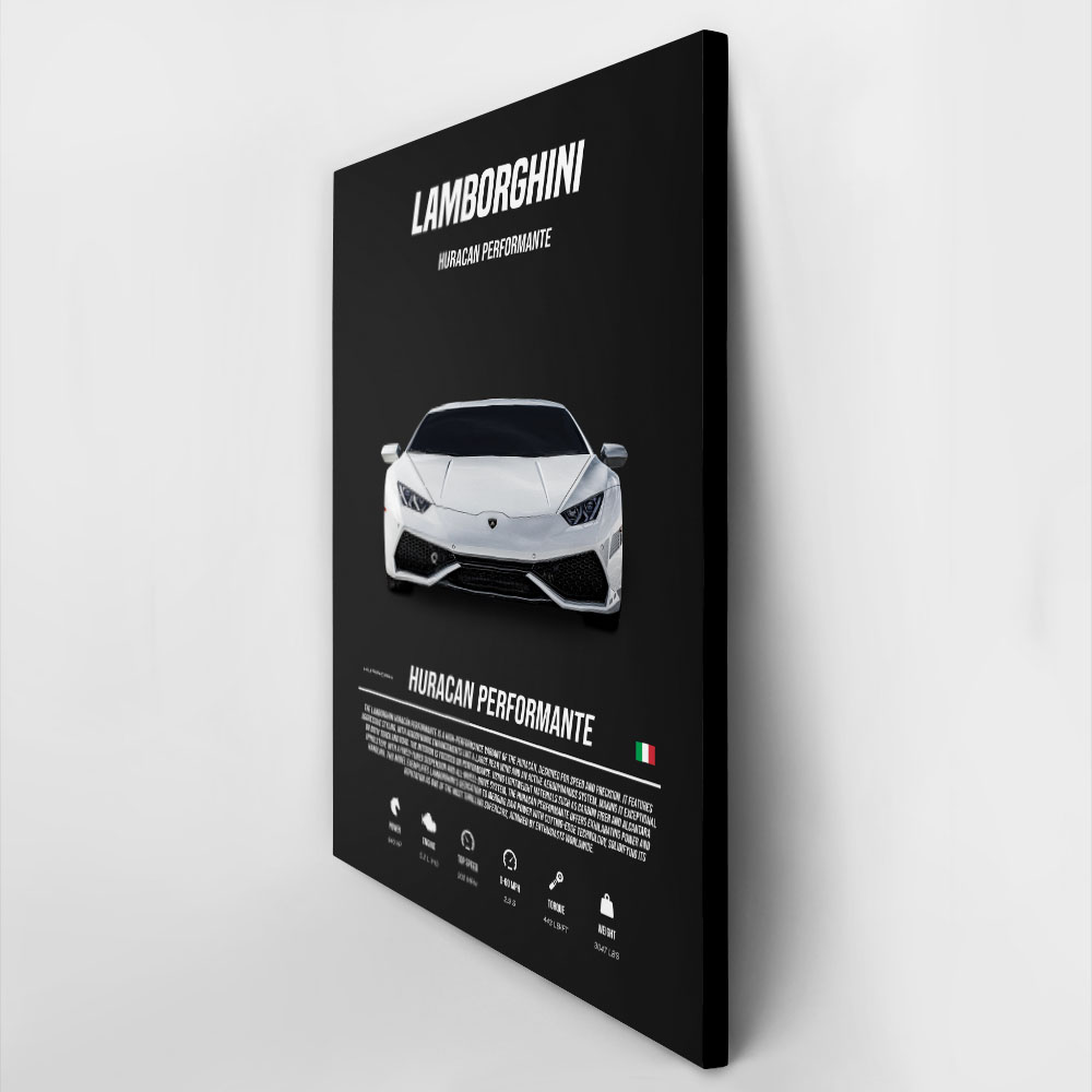 Πινακας σε καμβά LAMBORGHINI HURRACAN PERFORMANTE WHITE IMPERIAL