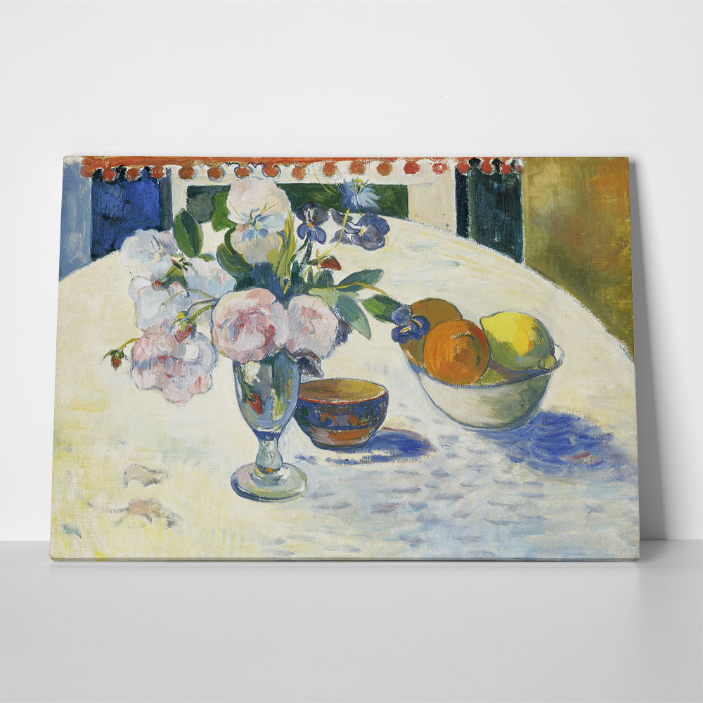 Πινακας σε καμβά PAUL GAUGUIN - FLOWERS AND A BOWL OF FRUIT ON A TABLE