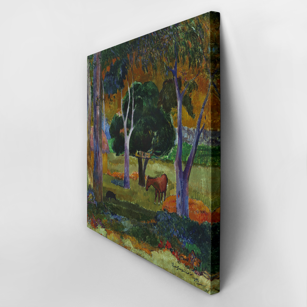 Πίνακας σε καμβά PAUL GAUGUIN - PIG AND A HORSE