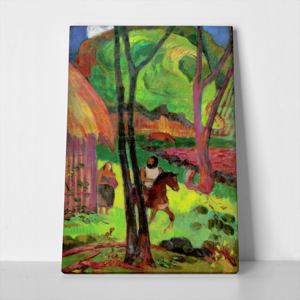 Πινακας σε καμβά PAUL GAUGUIN - RIDER IN FRONT OF THE HUT