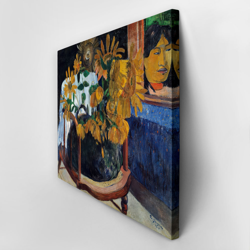 Πινακας σε καμβά PAUL GAUGUIN - STILL LIFE WITH SUNFLOWERS ON AN ARMCHAIR