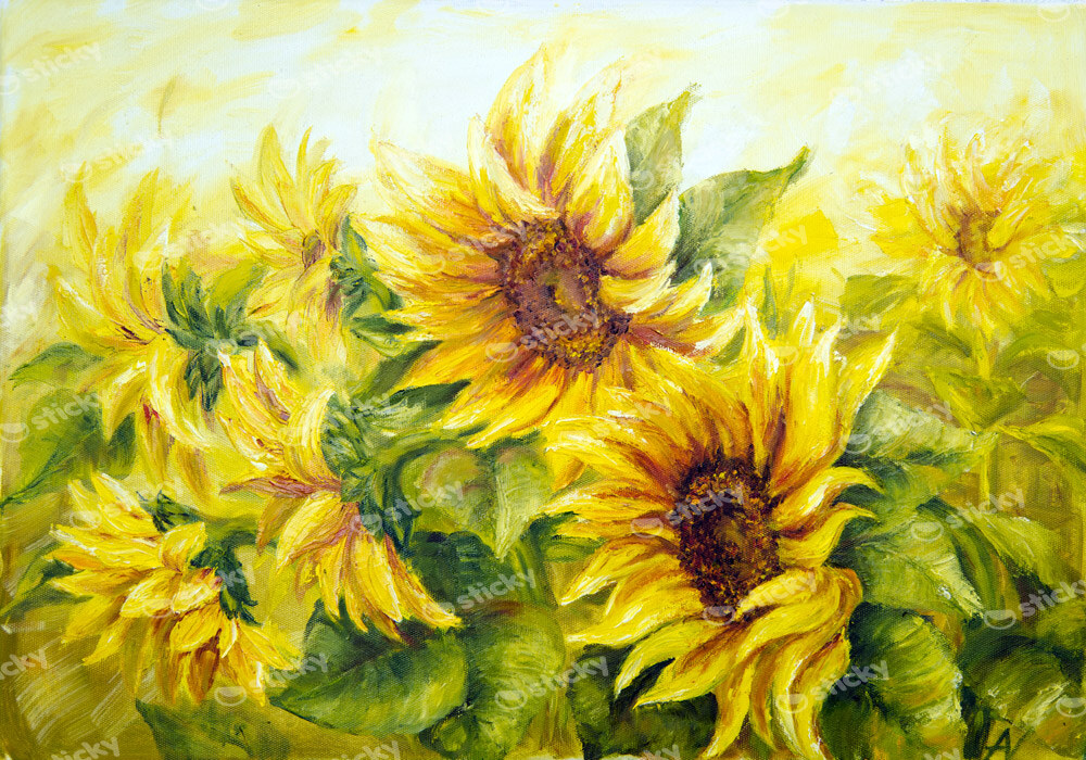 Πινακας σε καμβά SUNNY SUNFLOWERS OIL PAINTING
