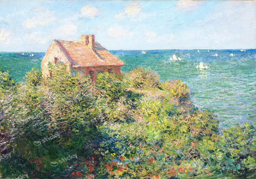 Πινακας σε καμβά MONET - FISHERMAN'S COTTAGE AT VARENGEVILLE