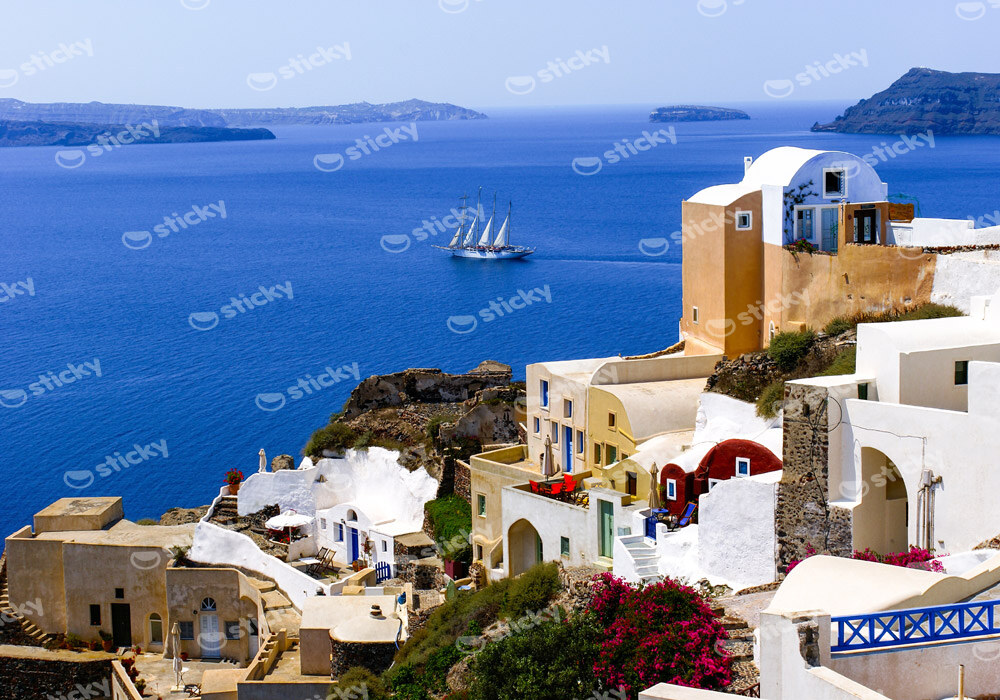 Πινακας σε καμβά SANTORINI SAILBOAT