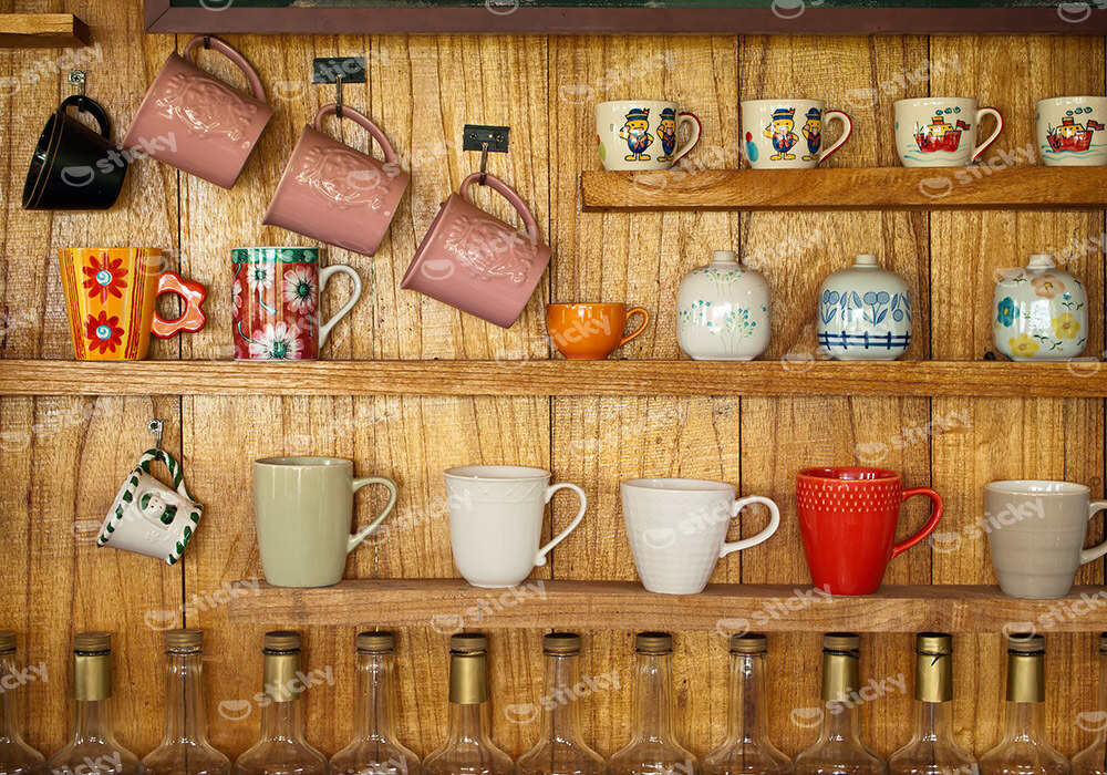 Πινακας σε καμβά WOODEN SHELVES
