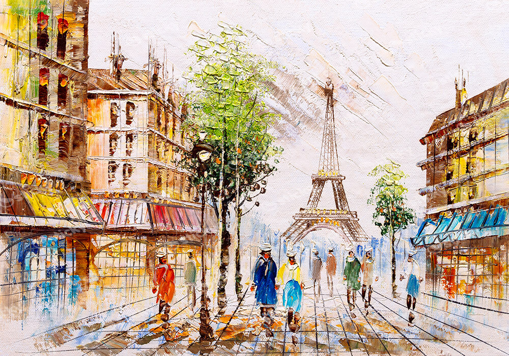 Πινακας σε καμβά PARIS STREET VIEW OIL PAINTING 2