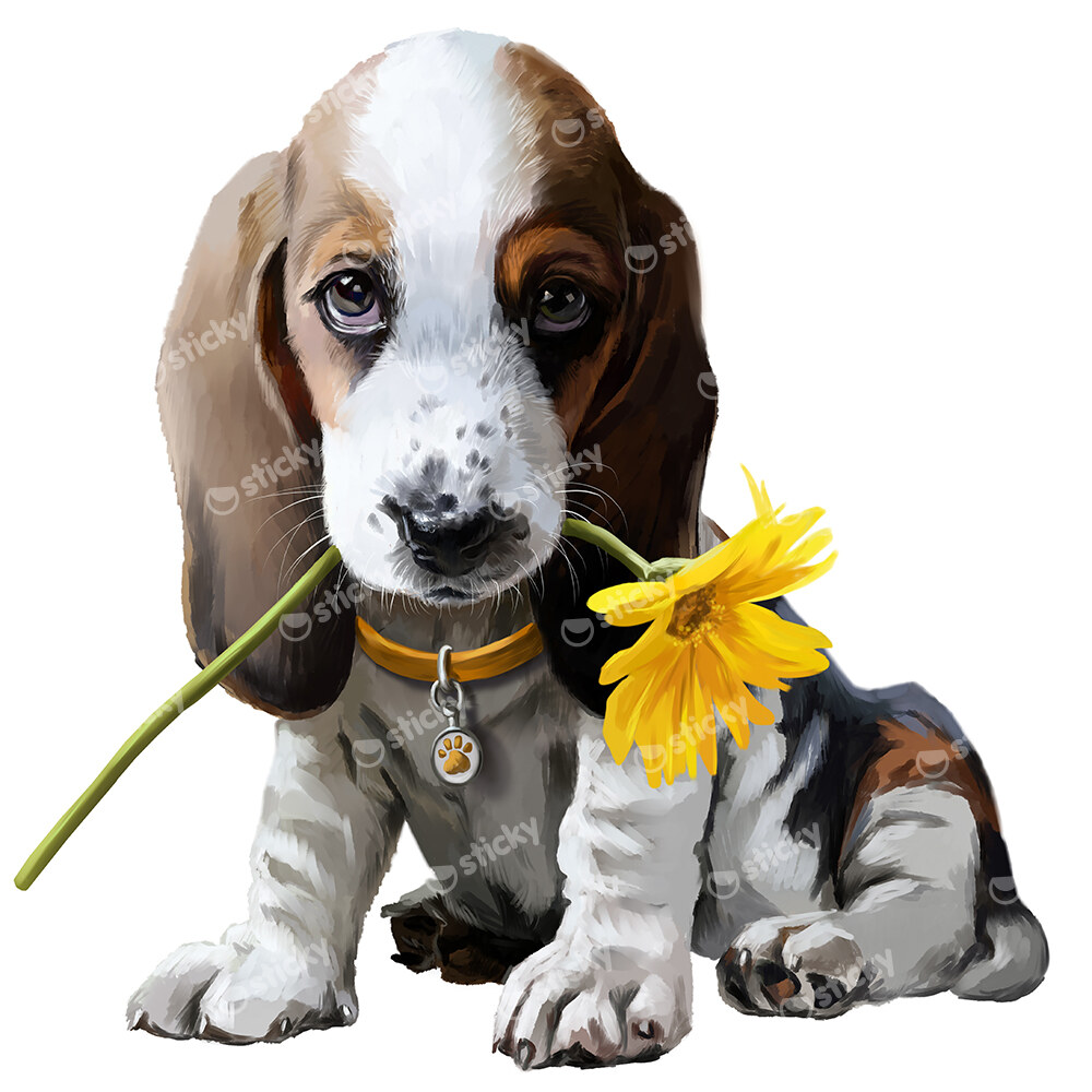 Πίνακας σε καμβά SUNNY FLOWER BEAGLE DOG