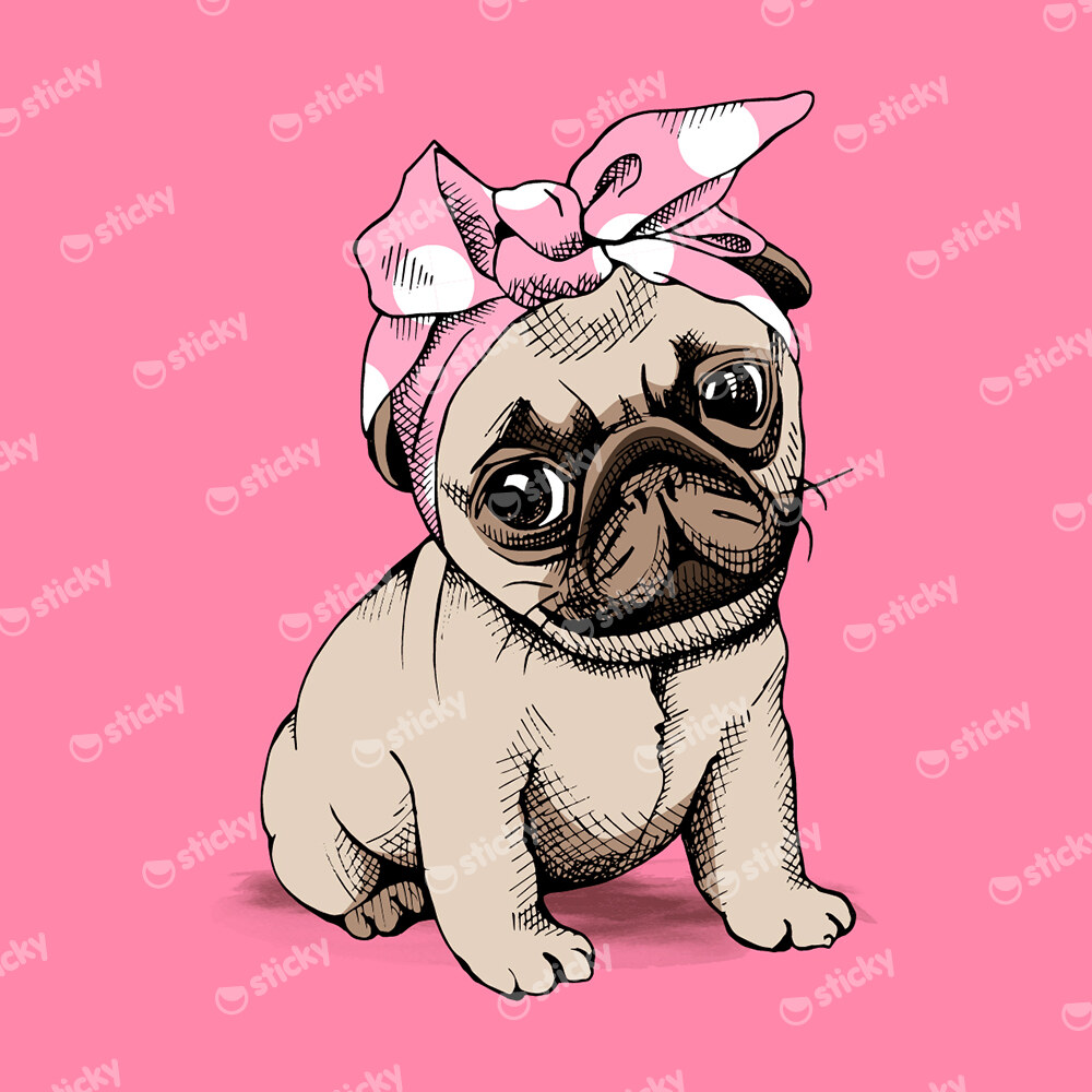 Πίνακας σε καμβά PUPPY PUG HEADBAND