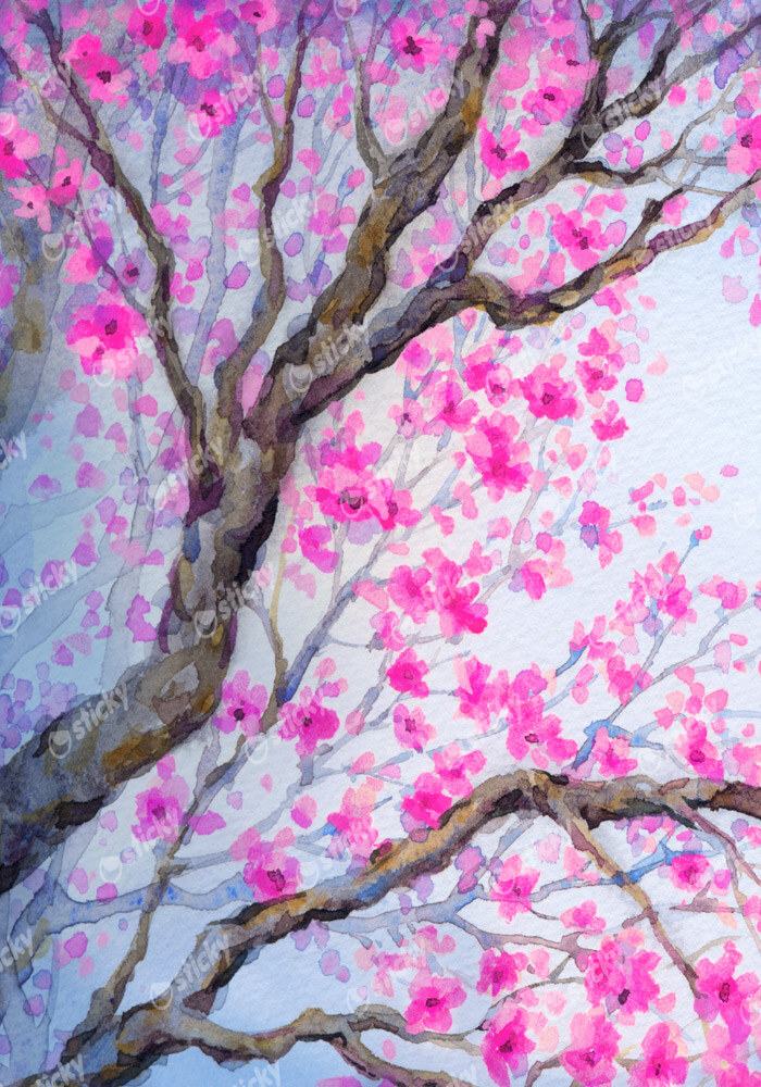 Πινακας σε καμβά PINK FLOWERY ORCHARD YARD