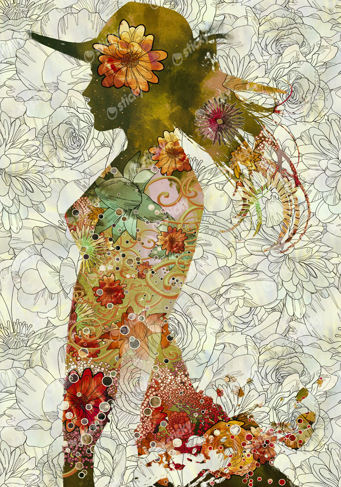 Πινακας σε καμβά WOMAN FLOWER HAT