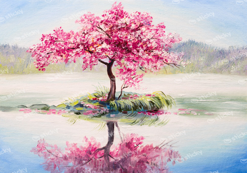 Πινακας σε καμβά ORIENTAL CHERRY TREE