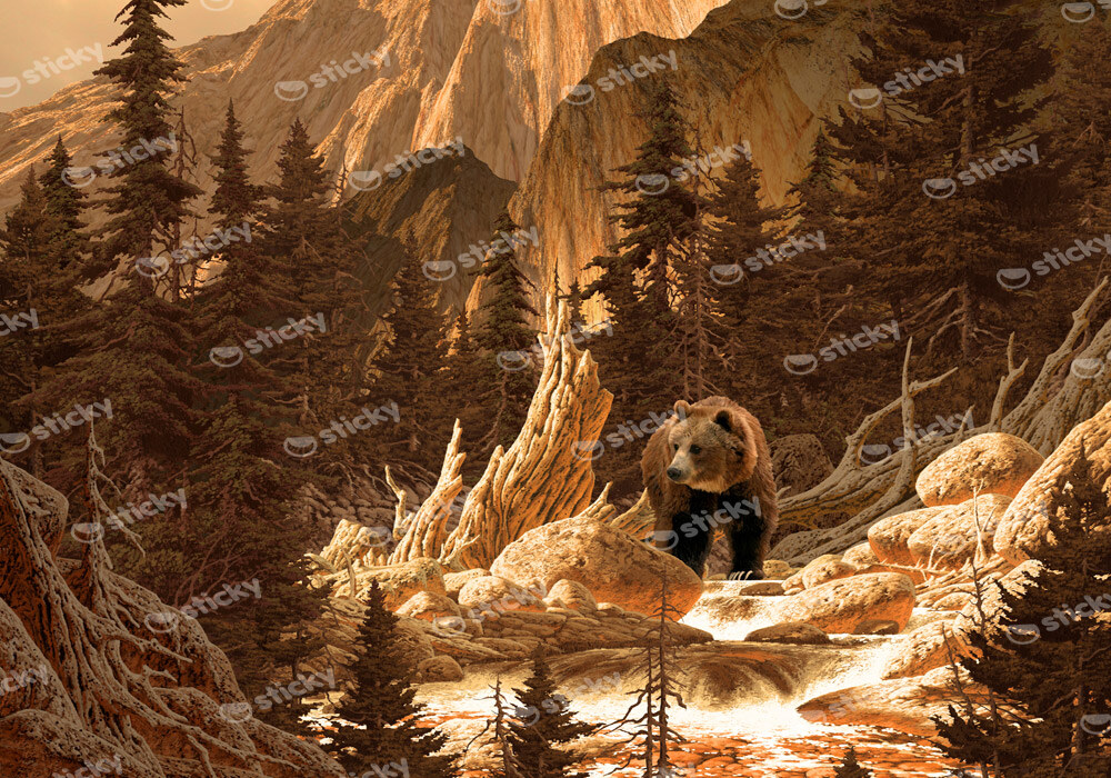 Πινακας σε καμβά BROWN BEAR ROCKY MOUNTAINS