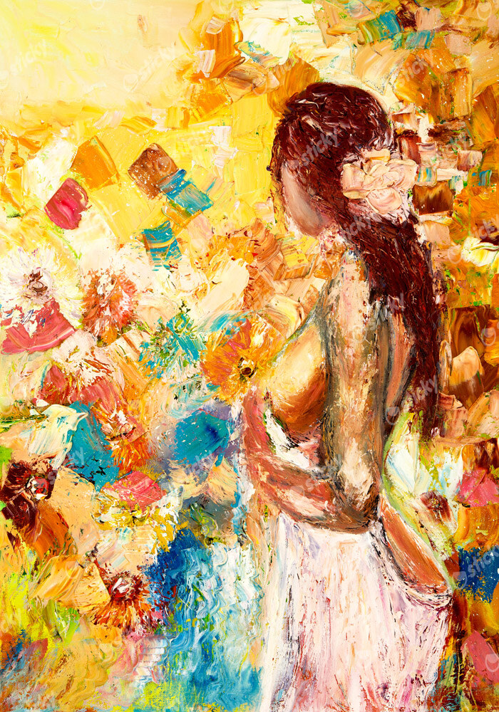 Πινακας σε καμβά NAKED WOMAN WITH FLOWER